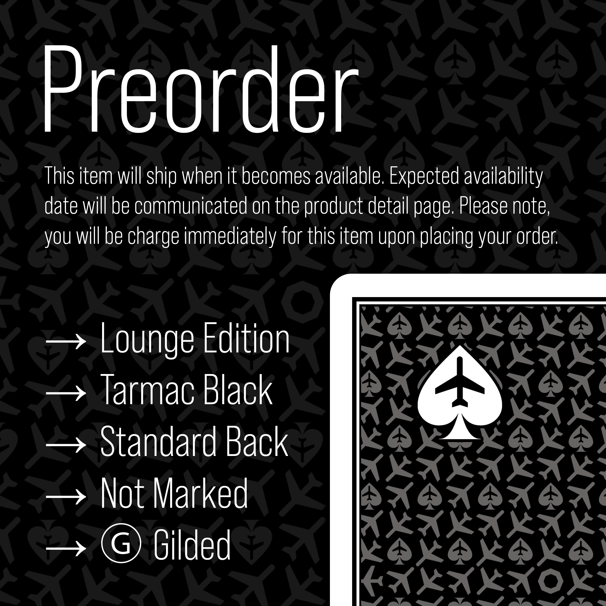 PREORDER: Lounge Edition, Tarmac Black, Gilded Ⓖ Standard Back